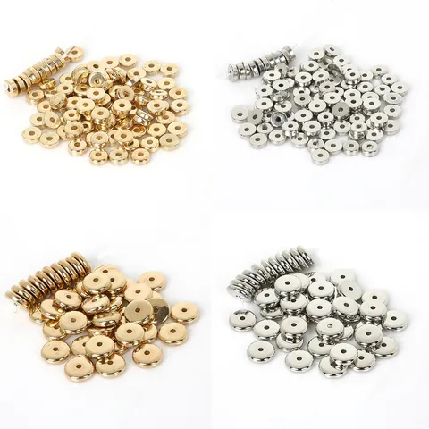 Metallic Luster Plastic CCB Spacer Beads Flat Disc Saucer Shape Plated Gold Silver DIY Jewelry Making Findings Materials