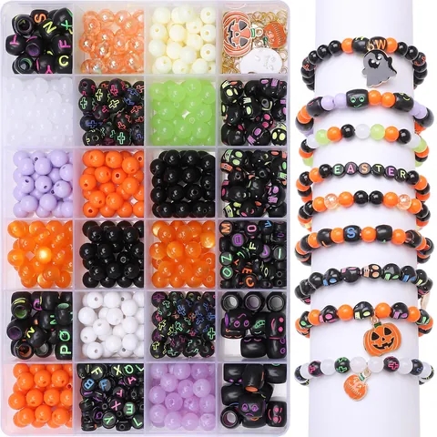 Kit de Fabricación de Joyas de Bricolaje de Halloween Con Cuentas de Acrílico Colgantes de Aleación Cuentas de Arcilla Polimérica