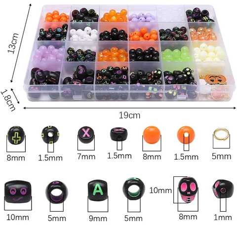 Kit de Cuentas de Joyería de Bricolaje de Halloween Dijes de Calabaza y Fantasma de Aleación Acrílica para Niños y Adultos
