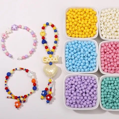 DIY Acryl Lackierte Runde Perlen Für Die Schmuckherstellung Armbänder Halsketten Telefonketten Lose Perlen Mehrfarbig Handgefertigtes Bastelzubehör