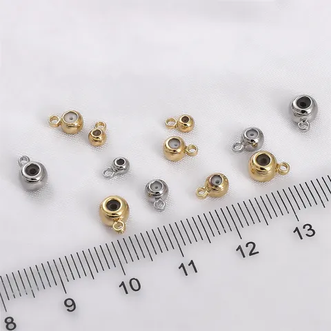 14K Gold Plated Alloy Silicone Round Positioning Spacer Beads With Loop For DIY Jewelry Making Bracelet Handcrafted Findings