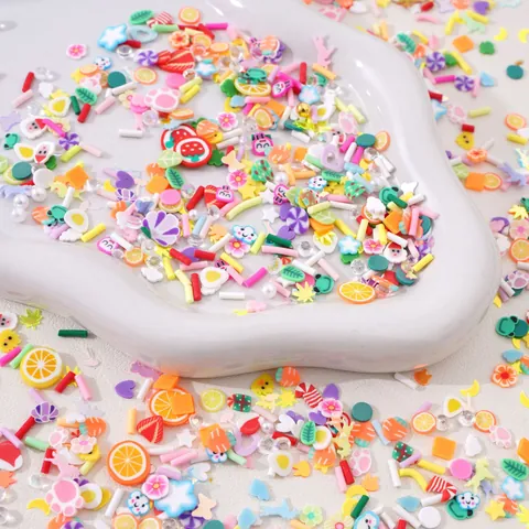 Mix di Decorazioni in Pasta Polimerica a Forma di Frutta Natale Animali Cuore Con Strass e Künstliche Perle Imitazione per Fai-da-te