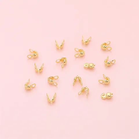 Gold Plated Copper Clamshell Bead Tips Calottes For DIY Jewelry Making Necklace Bracelet Ending Connector Findings