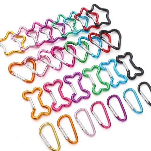 Aluminum Alloy Carabiner Star Heart Bone D Shape Keychain DIY Accessories For Bag Phone Charm Outdoor Hook Jewelry Making