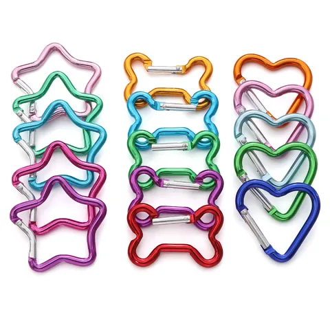 Aluminum Alloy Carabiner Star Heart Bone D Shape Keychain DIY Accessories For Bag Phone Charm Outdoor Hook Jewelry Making