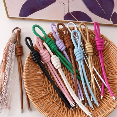 Handmade Peru Knot Leather Lanyard Braided Bag Charm For DIY Keychain Jewelry Making Accessories For Women Men Gift