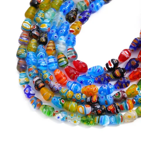 Colorful Millefiori Glass Beads Teardrop Shape Floral Lampwork Loose Beads For DIY Jewelry Making Handmade Necklace Accessory