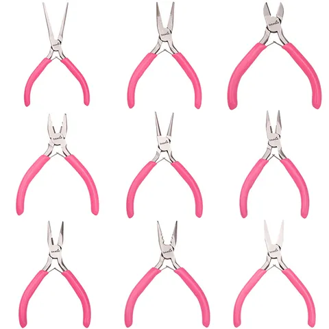 Pink Handle Jewelry Pliers DIY Handmade Crafting Tools Stainless Steel Rust-proof Mini Pliers For Jewelry Making Repair