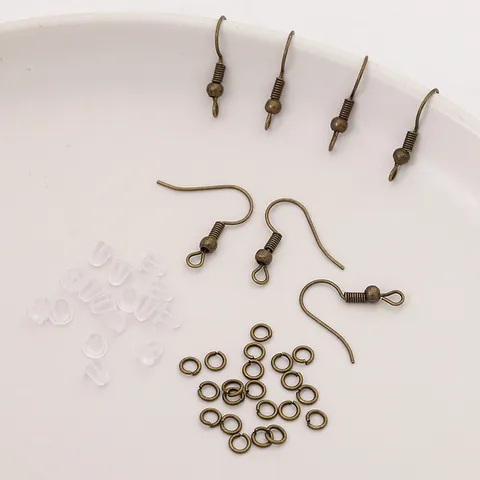 Earring Making Kit DIY Jewelry Findings Iron Earring Hooks Open Jump Rings Silicone Earring Backs Set For Jewelry Repair