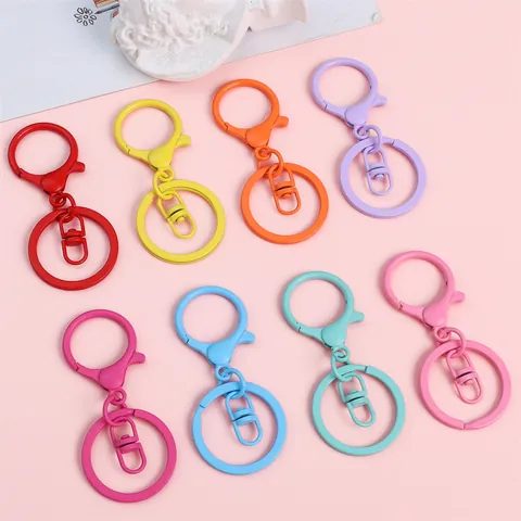 Fermoir Mousqueton en Métal Peint Coloré Accessoires de Porte-Clés pour Fabrication de Bijoux DIY Anneau de Clé