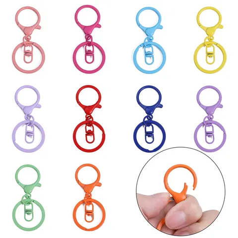 Fermoir Mousqueton en Métal Peint Coloré Accessoires de Porte-Clés pour Fabrication de Bijoux DIY Anneau de Clé