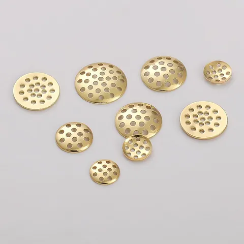 Plateau en Treillis Rond Perforé en Laiton Rempli d'Or 14K pour la Fabrication de Bijoux DIY Boucles d'Oreilles Broche Composants