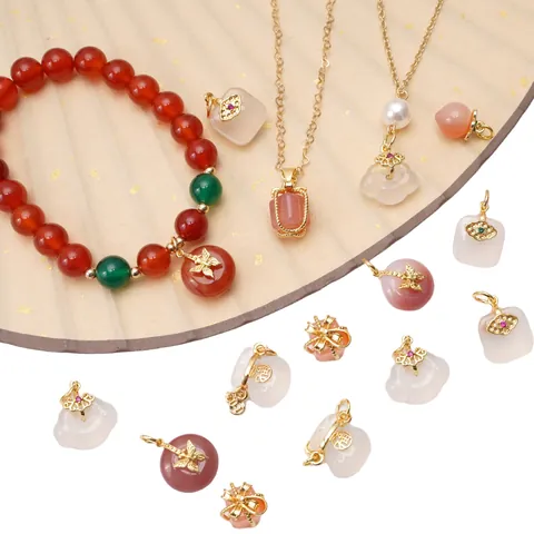 Ciondolo in Lega di Rame e Giada Sintetica in Stile Cinese Vintage per la Creazione di Gioielli Fai-da-te Accessori per Collane e Bracciali