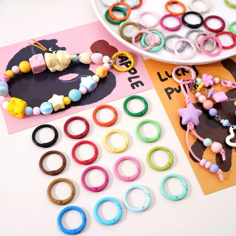Legierung Rund Federringe Bunte Lackierte O-Ring Offene Verbinder Für DIY Schmuckherstellung Schlüsselanhänger Zubehör