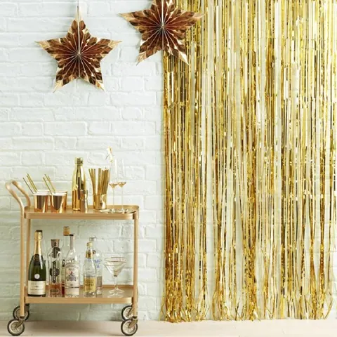 Metallic Foil Fringe Curtain Tinsel Rain Silk Streamers Backdrop For Birthday Wedding Party Decoration Photography Background Decoration