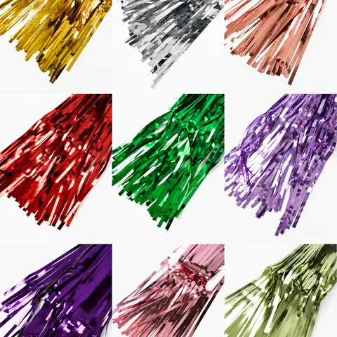 Metallic Foil Fringe Curtain Tinsel Rain Silk Streamers Backdrop For Birthday Wedding Party Decoration Photography Background Decoration