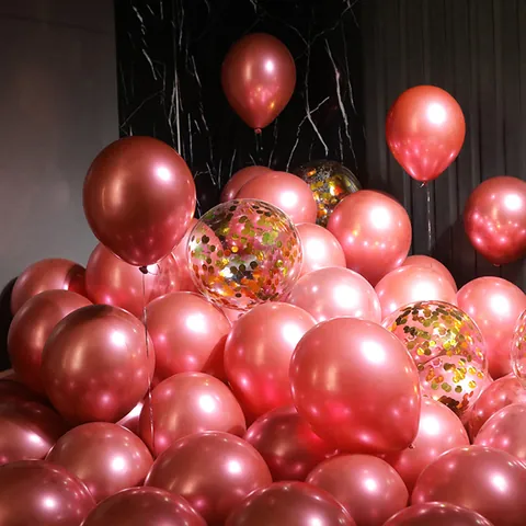Metallic Chrome Latex Balloons Round Decorative Glossy Balloons For Birthday Wedding Anniversary Party Decorations