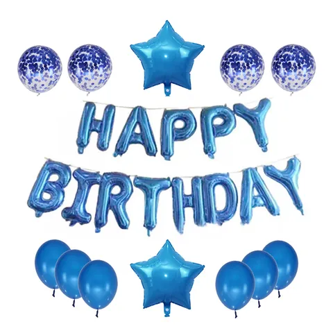 Happy Birthday Letter Balloons With Stars And Sequin Latex Balloons For Birthday Party Decoration Aluminum Foil Balloons