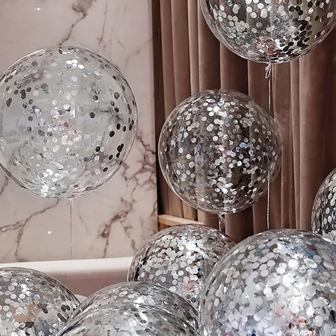 Ballon Bobo Transparent Rempli De Confettis Paillettes Métalliques Rondes Pour Décorations De Mariage Fête Anniversaire