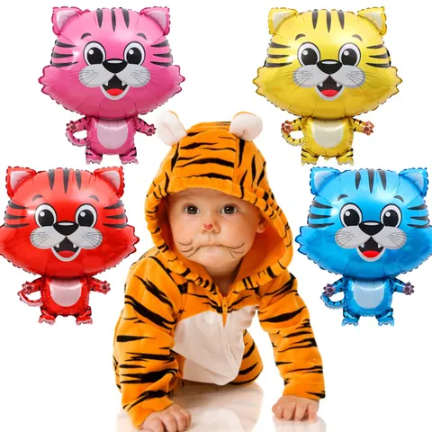 Cartoon Tiger Foil Balloon Cute Animal Aluminum Film Mylar Balloon For Birthday Party Celebration Annual Meeting Decoration