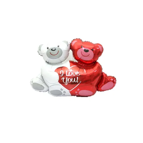 Cartoon Animal Aluminum Foil Balloon Valentine's Day Wedding Party Decoration Heart Hugging Bear Foil Helium Balloons