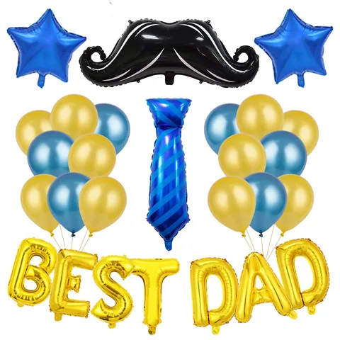 Ballons en Latex et Aluminium Fête des Pères Best Dad Lettre Moustache Cravate Étoile Décoration Célébration Accessoires de Fête Cadeau