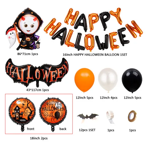 Happy Halloween Aluminiumfolie Latex Luftballons Fledermaus Geist Kürbis Spinne Muster Party Dekoration Zubehör Innenhaus Deko
