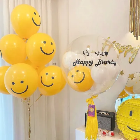 Yellow Smiley Face Latex Balloons Round Decorative Balloons For Birthday Party Wedding Event Celebration Decoration
