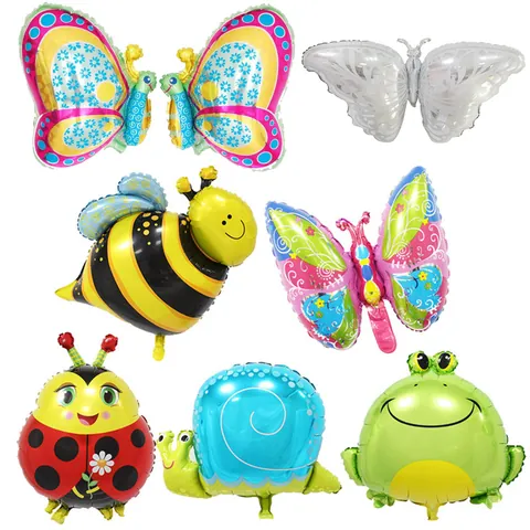 Cartoon Animal Insect Aluminum Foil Balloon Ladybug Bee Frog Snail Butterfly Shape Balloon For Kids Birthday Party Decoration
