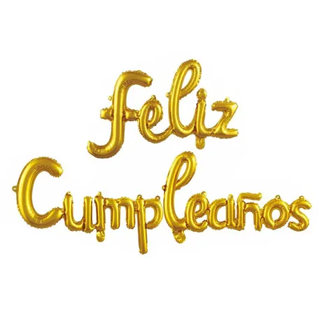 Spanisch Feliz Cumpleaños Aluminiumfolie Ballon Geburtstag Party Dekoration Metallic Schreibschrift Blockbuchstaben Ballons Gold Silber Roségold