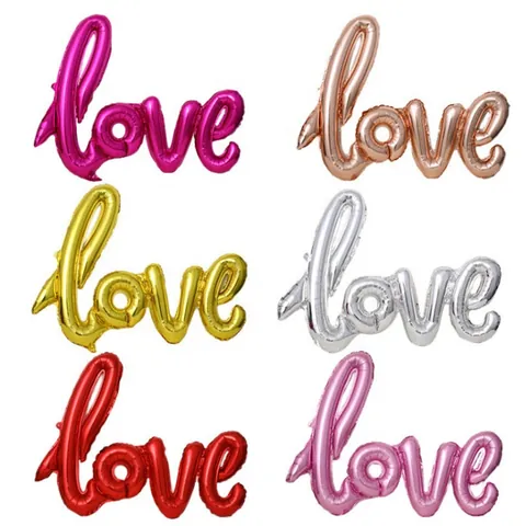 Large Love Script Letter Foil Balloon For Wedding Proposal Valentine's Day Party Decoration Aluminum Film Balloon Birthday Decor