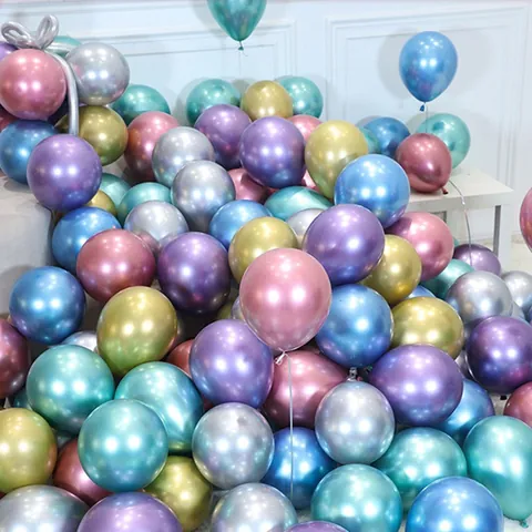 Metallic Latex Balloons Chrome Shiny Round Balloons For Wedding Birthday Party Decorations Anniversary Event Supplies Vibrant Colors