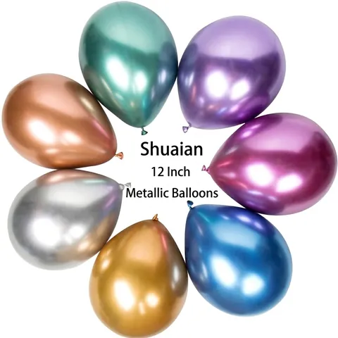 Metallic Latex Balloons Chrome Shiny Round Balloons For Wedding Birthday Party Decorations Anniversary Event Supplies Vibrant Colors
