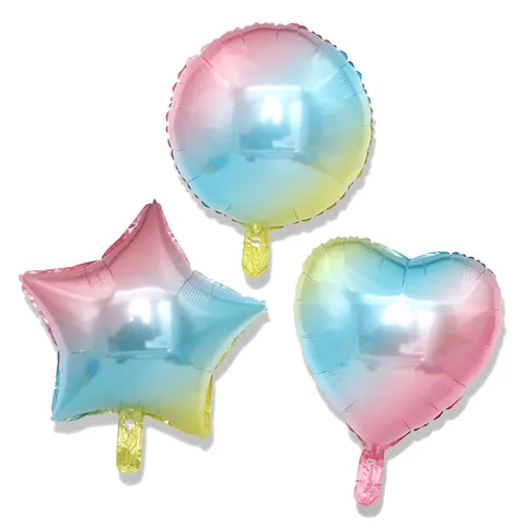 Regenbogen Gradient Aluminiumfolie Ballon Herz Stern Runde Formen Für Geburtstag Party Hochzeit Feier Dekorationen