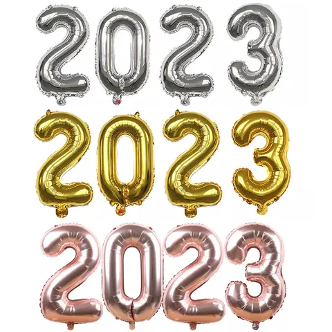 2023 Number Aluminum Foil Balloons Metallic Balloons For New Year Graduation Anniversary Party Gold Silver Rose Gold