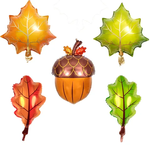 Foglie Autunnali Ghianda Palloncino in Pellicola di Alluminio Decorazione Festa Ringraziamento Foglia d'Acero Mylar