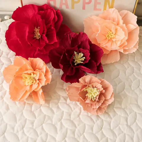 Flores de Papel Crepé Hechas a Mano Grandes Decoración de Pared Floral 3D Para Boda Cumpleaños Fiesta Fondo Decoración del Hogar