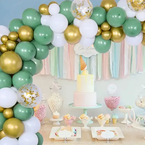 Avocado Green Balloon Arch Kit Sage Green Gold White Latex Balloons Garland Set For Birthday Wedding Jungle Party Decoration
