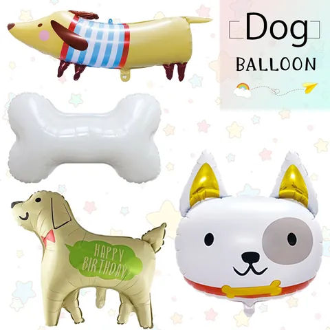 Ballons en Aluminium en Forme de Chien de Dessin Animé Os de Chiot Teckel Ballon Mylar pour Décoration de Fête d'Anniversaire