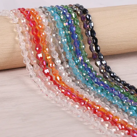 Faceted Glass Crystal Teardrop Loose Beads Water Drop Shape Spacers For Jewelry Making DIY Bracelet Necklace Accessory