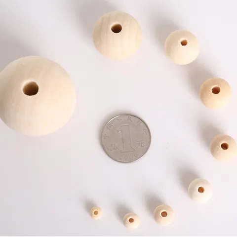 Perles Rondes en Bois de Pin Naturel pour la Fabrication de Bijoux DIY Perles d'Espacement en Bois pour Décoration