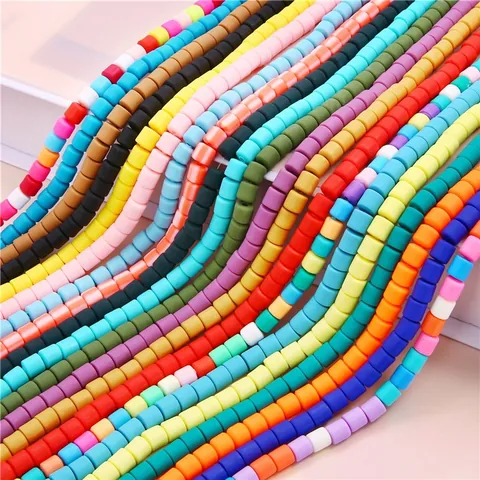 Perles en Vrac en Pâte Polymère Cylindriques Perles d'Espacement Tambour pour Fabrication de Bijoux DIY Collier Bracelet Accessoires Multicolores