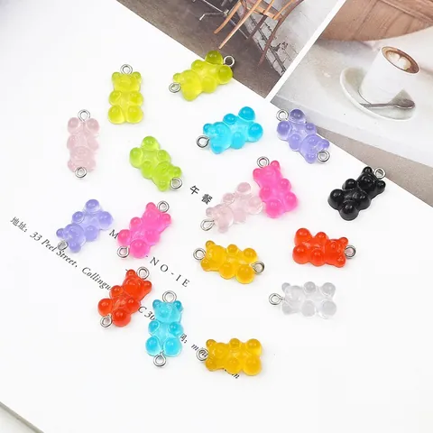 Colorful Transparent Resin Candy Bear Charms For DIY Jewelry Making Bracelet Necklace Earrings Cartoon Gummy Bear Jewelry