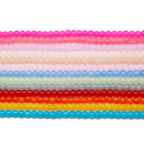 Round Glass Loose Beads Faux Jade Painted Smooth Beads For DIY Jewelry Making Bracelet Necklace Crafting Materials
