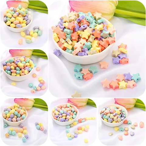 Macaron Mixed Colors Acrylic Loose Beads Heart Star Pumpkin Shape DIY Jewelry Making Beading Accessories Handmade Materials