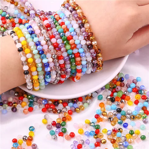 Cuentas de Rueda de Vidrio de Cristal de 6mm Facetadas Cuentas Espaciadoras de Ábaco Para DIY Joyería Pulsera Collar Artesanía