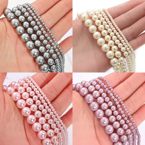 Round Glass Artificial Pearl Loose Beads DIY Jewelry Making Accessories Elegant Faux Artificial Pearl Beads For Handmade Bracelet Necklace Handicraft