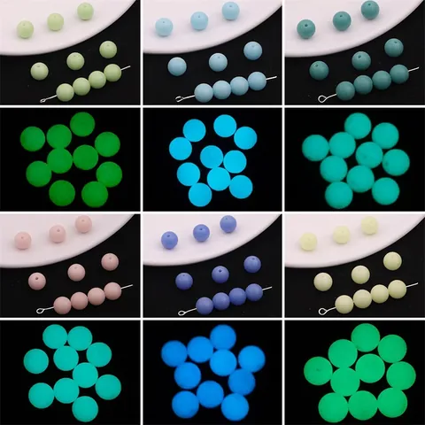 Colorful Glow In The Dark Glass Beads Frosted Luminous Loose Beads For DIY Jewelry Making Bracelet Necklace Handmade Craft Accessories