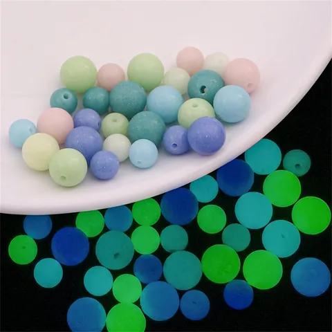 Colorful Glow In The Dark Glass Beads Frosted Luminous Loose Beads For DIY Jewelry Making Bracelet Necklace Handmade Craft Accessories