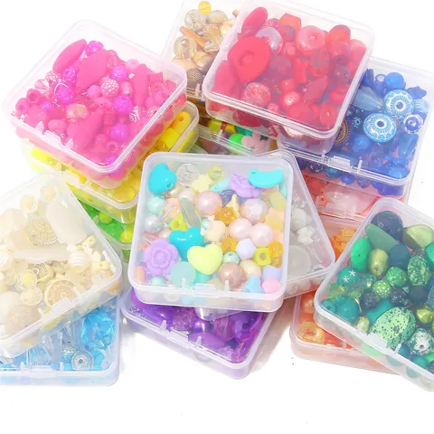 Boxed Acrylic Beads DIY Material Kit Assorted Shapes And Colors For Jewelry Making Bracelet Necklace Mobile Chain Craft For Kids Adults